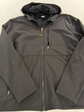 Source Unknown Black Hooded Bomber-Style Softshell Jacket